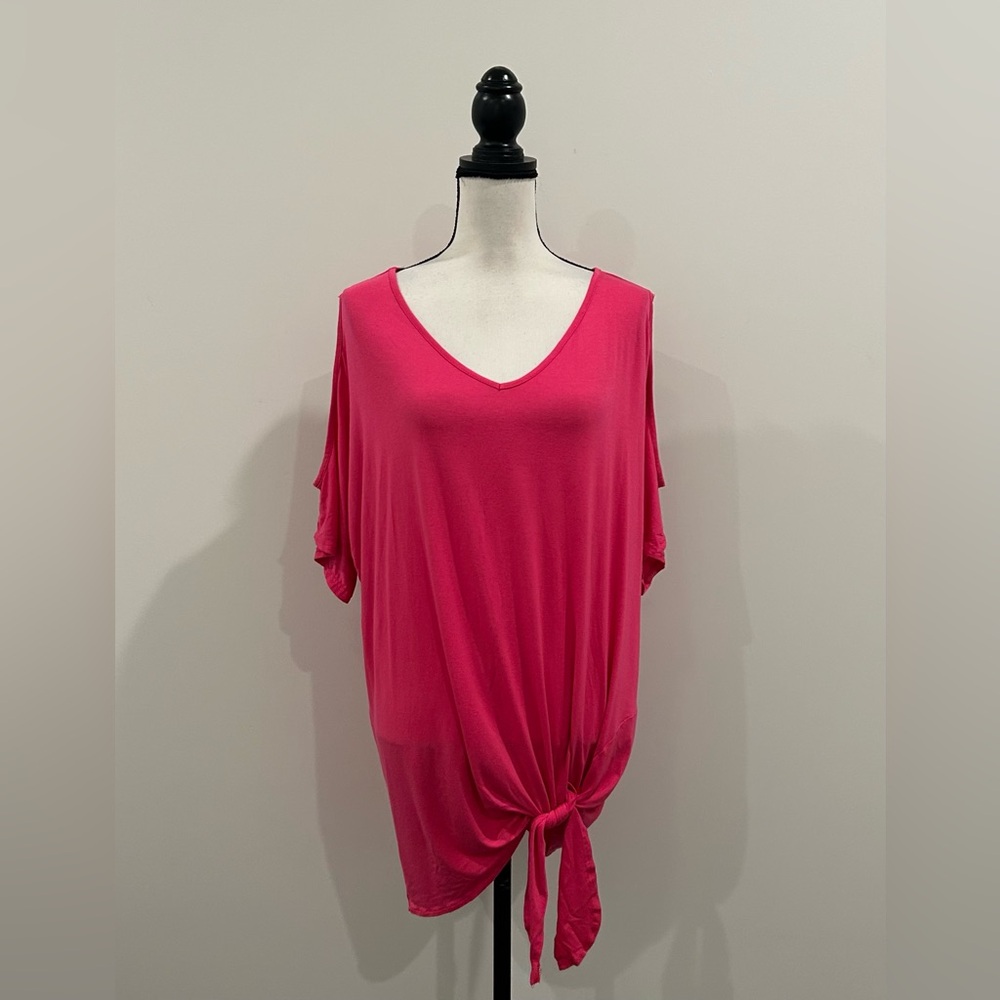 Ladmous Cold Shoulder Side Tie Tee